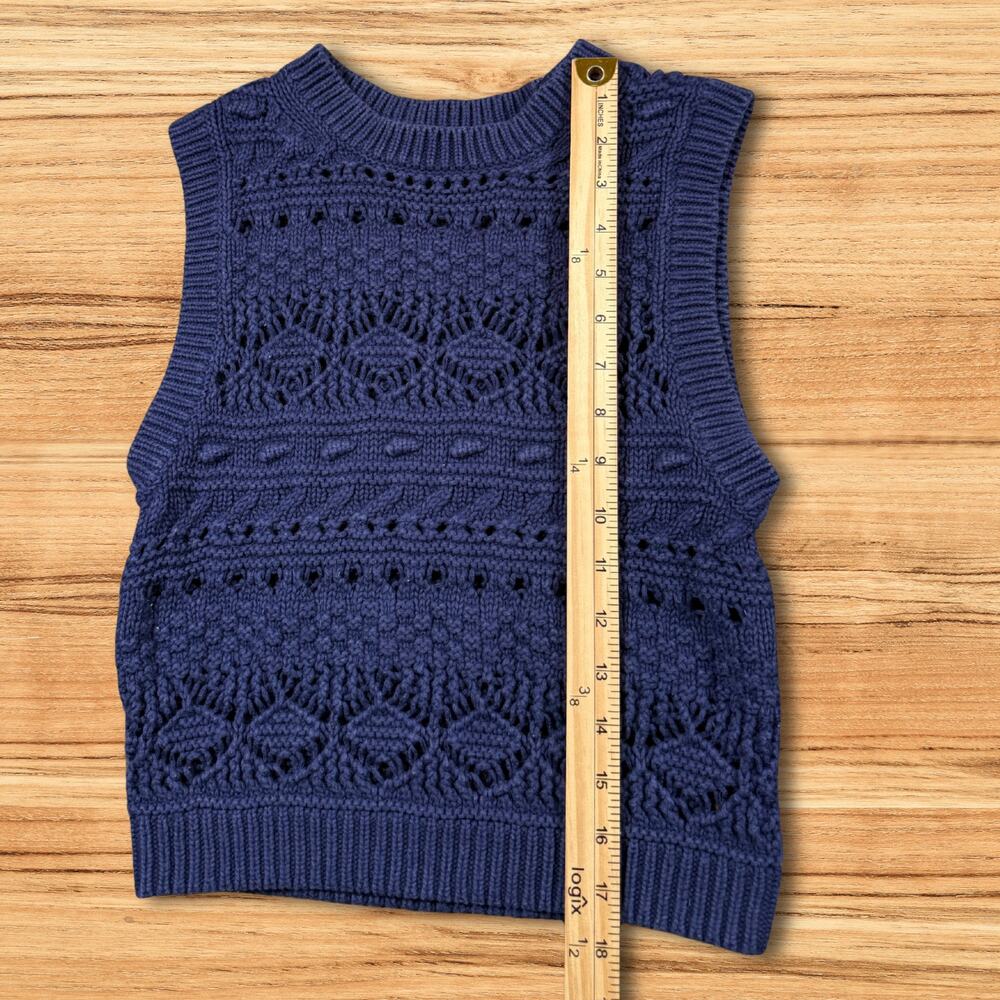Madewell Crochet-Knit Sweater Vest Fresh Blueberry Navy Blue Size XS - Picture 8 of 9